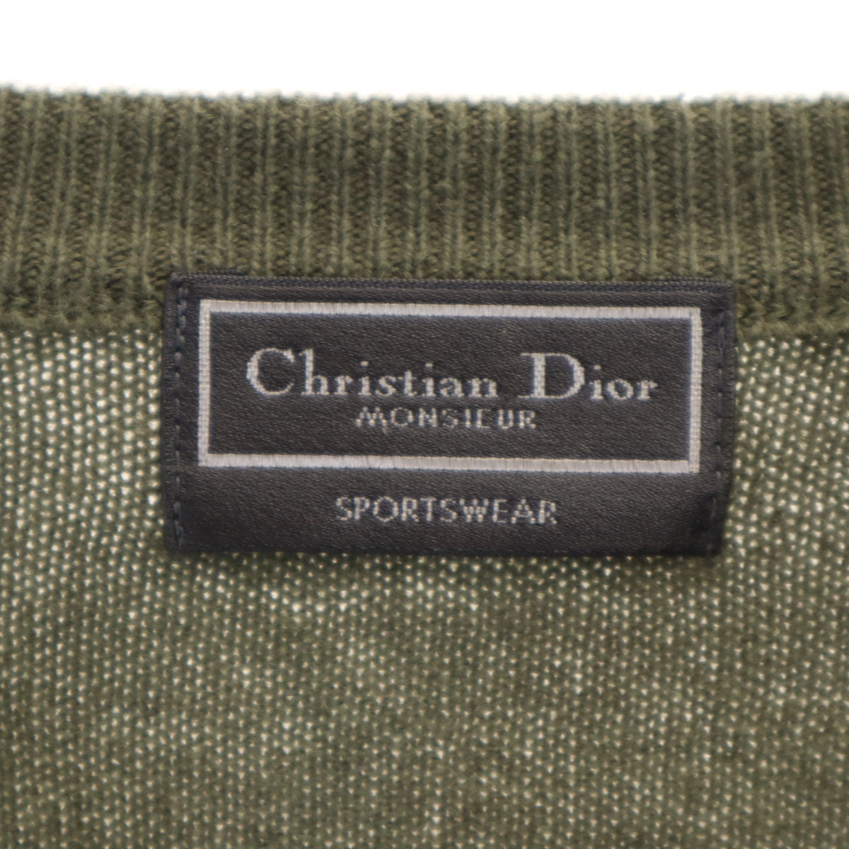 Christian Dior MONSIEUR クリスチャンディオール ムッシュ 90s オールド 長袖 Vネック セーター L オリーブ系 ニット メンズ