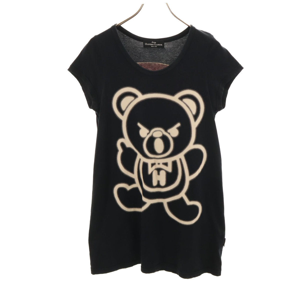 HYSTERIC GLAMOUR ヒステリックグラマー 日本製 ベア フレンチスリーブ ワンピース FREE ブラック クマ レディース