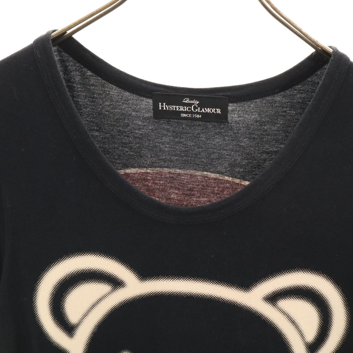HYSTERIC GLAMOUR ヒステリックグラマー 日本製 ベア フレンチスリーブ ワンピース FREE ブラック クマ レディース