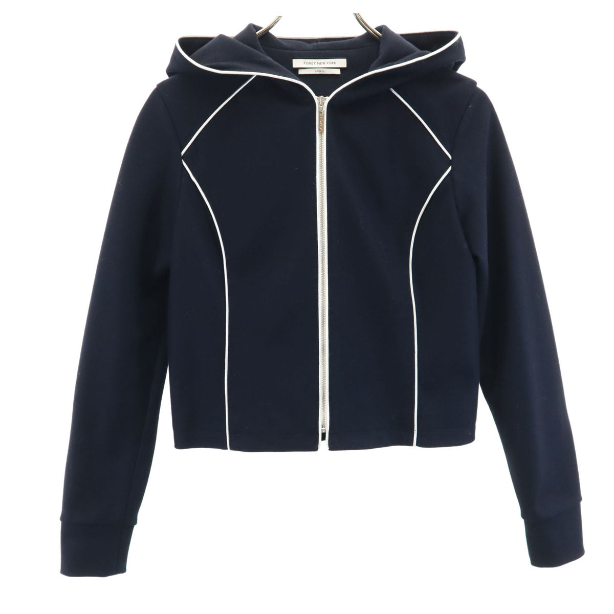 FOXEY NEW YORK フォクシーニューヨーク 日本製 長袖 ジップパーカー 40 ネイビー レディース