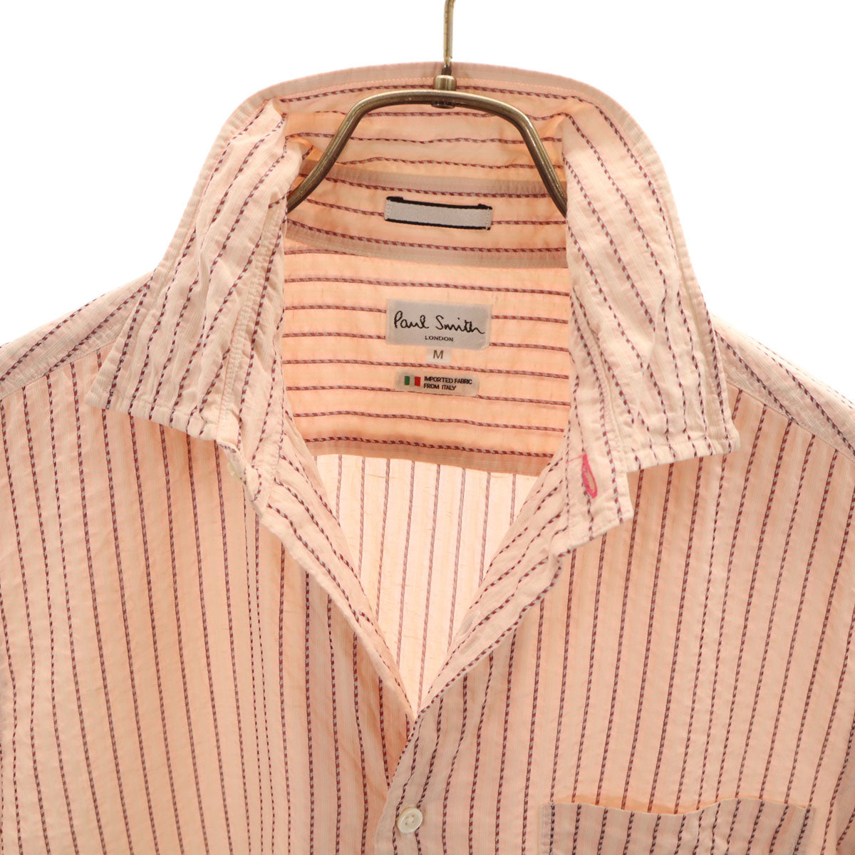 Paul Smith LONDON ポールスミスロンドン ストライプ柄 半袖 シアサッカー シャツ M ピンク メンズ
