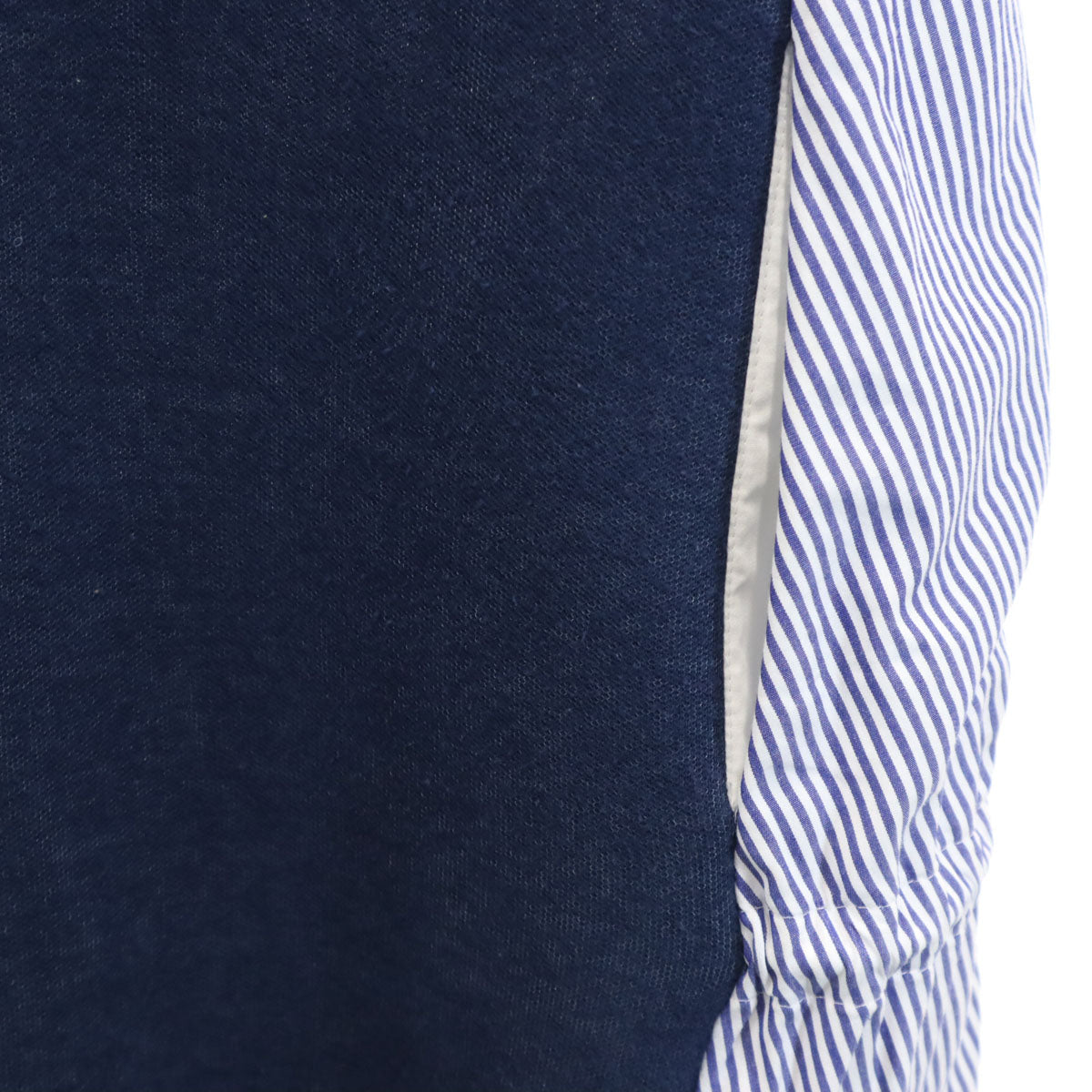 Sacai サカイ 日本製 ストライプ柄 長袖 シャツ切り替え ワンピース 1 ブルー 15-02334 レディース