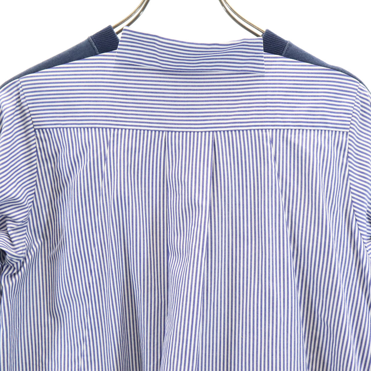 Sacai サカイ 日本製 ストライプ柄 長袖 シャツ切り替え ワンピース 1 ブルー 15-02334 レディース