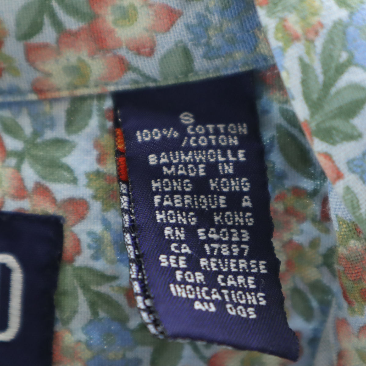 GAP ギャップ 90s オールド 紺タグ 花柄 長袖 コットンシャツ S ライトブルー レディース
