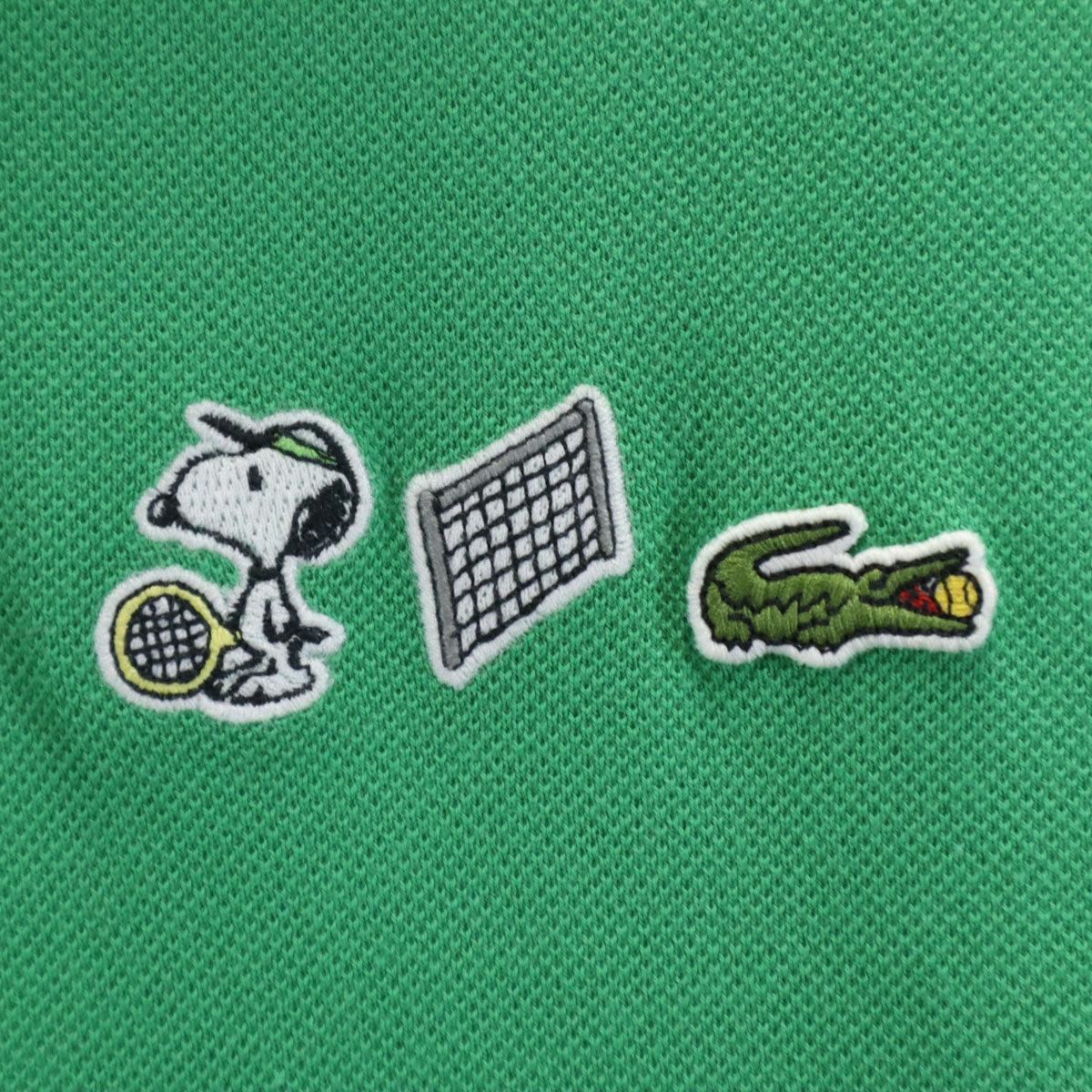 LACOSTE ラコステ PEANUTS ピーナッツ コラボ スヌーピー 半袖 ポロ ワンピース 38 グリーン SNOOPY レディース