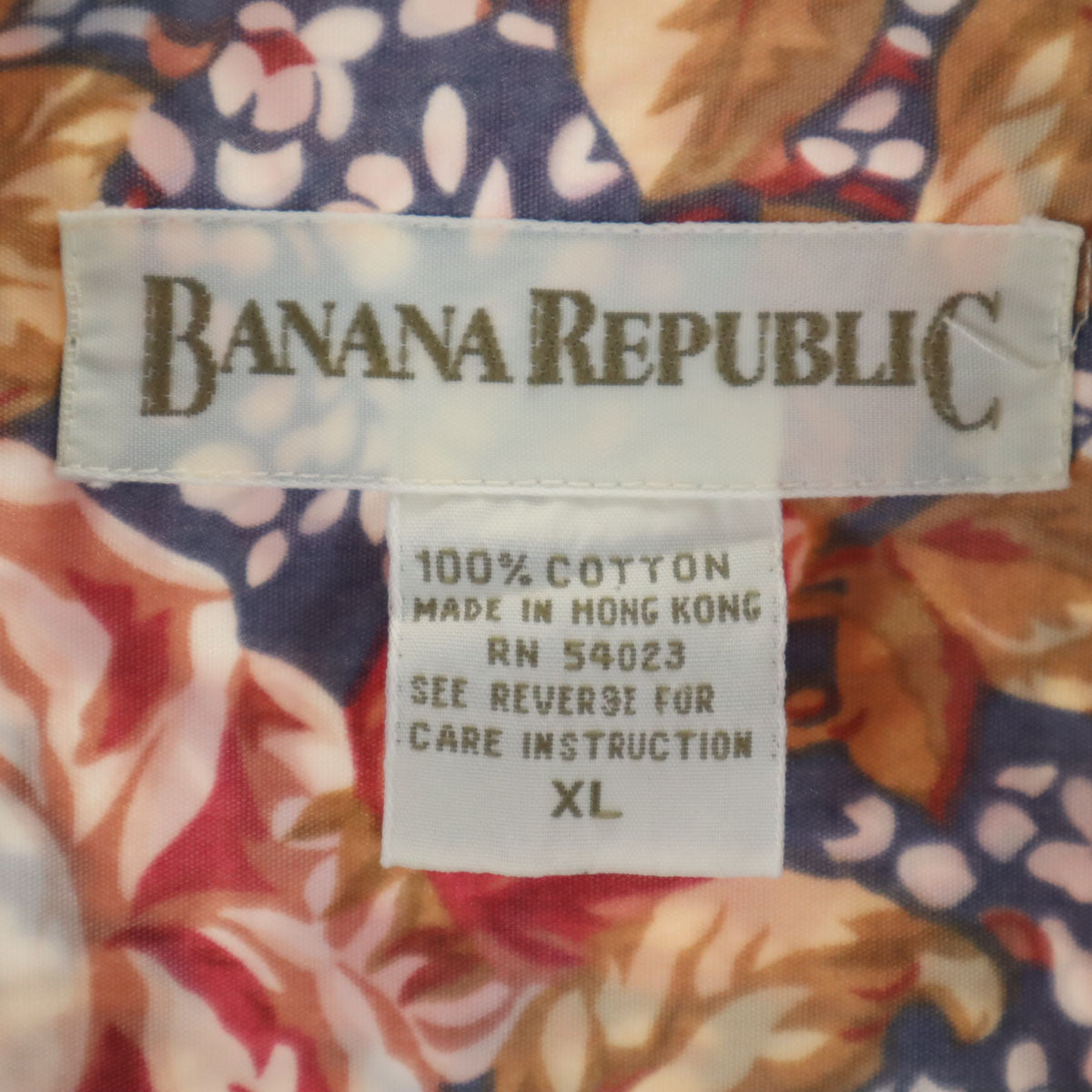 Banana Republic バナナリパブリック 80s 90s オールド 総柄 長袖 ハワイアン ボタンダウンシャツ XL レッド メンズ