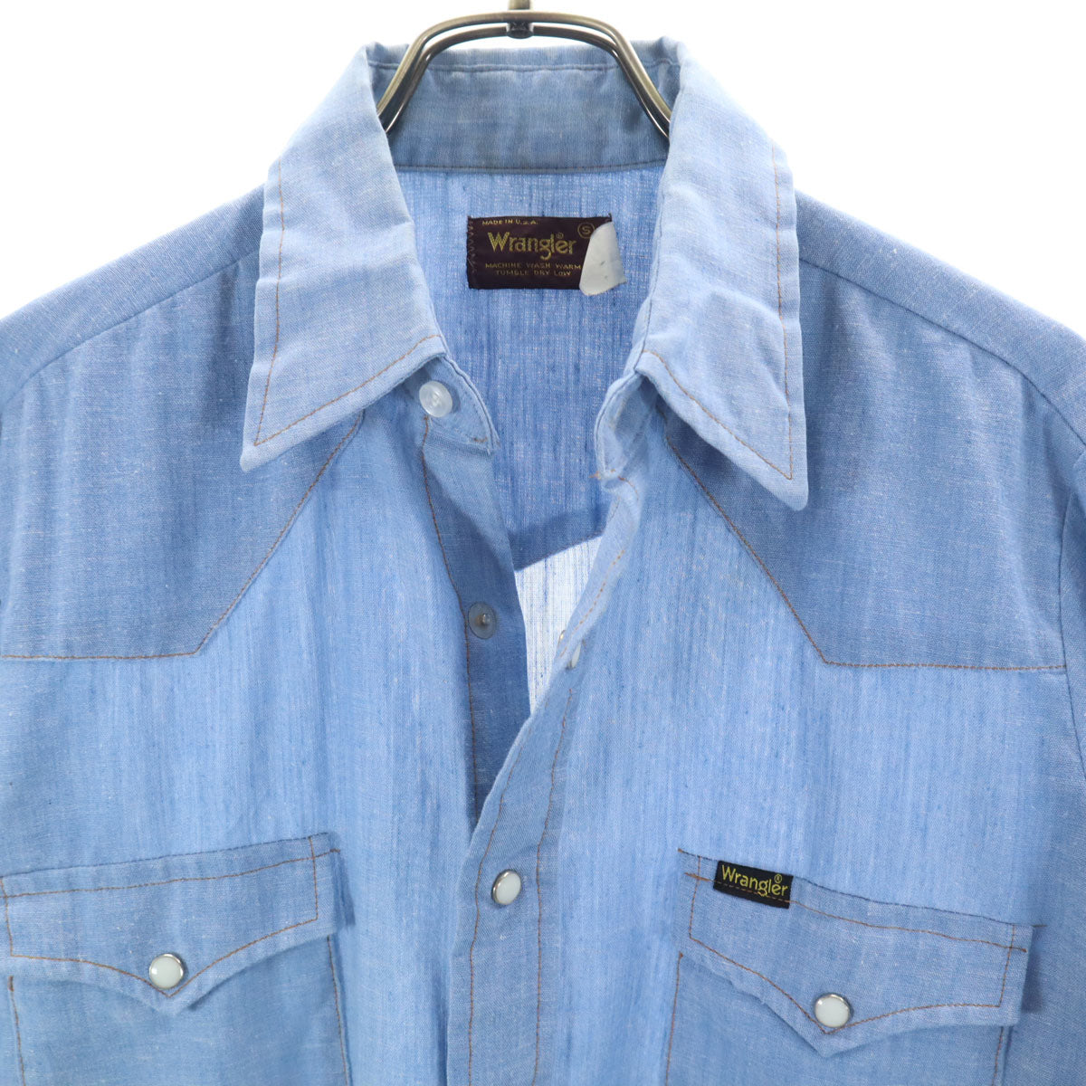 Wrangler ラングラー 80s ヴィンテージ USA製 長袖 ウエスタンシャツ S ブルー メンズ