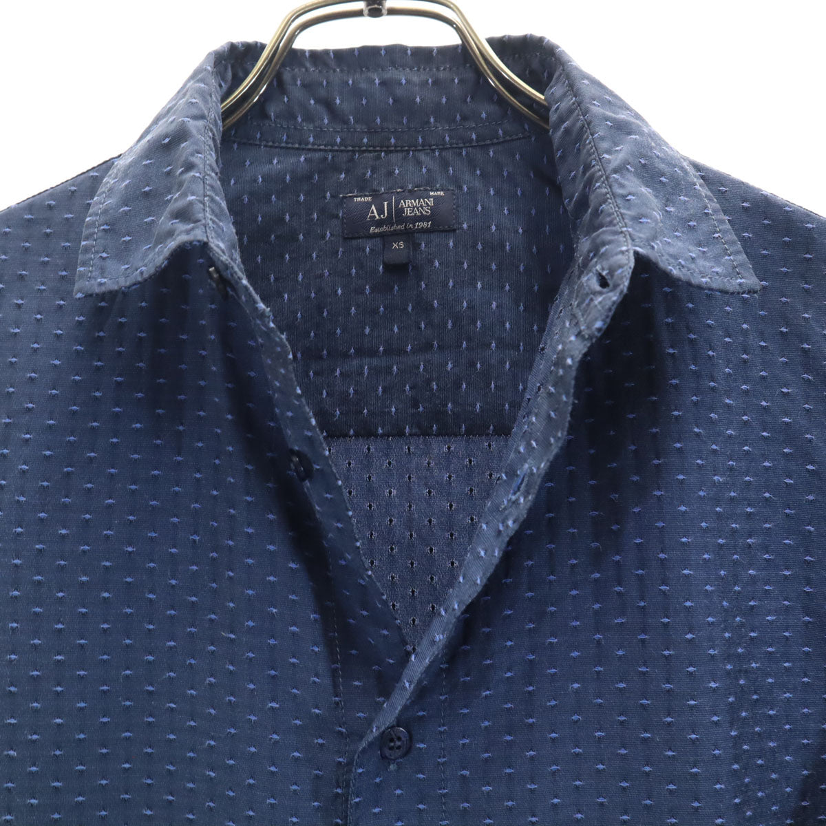 ARMANI JEANS アルマーニジーンズ 総柄 半袖 シャツ XS ネイビー メンズ