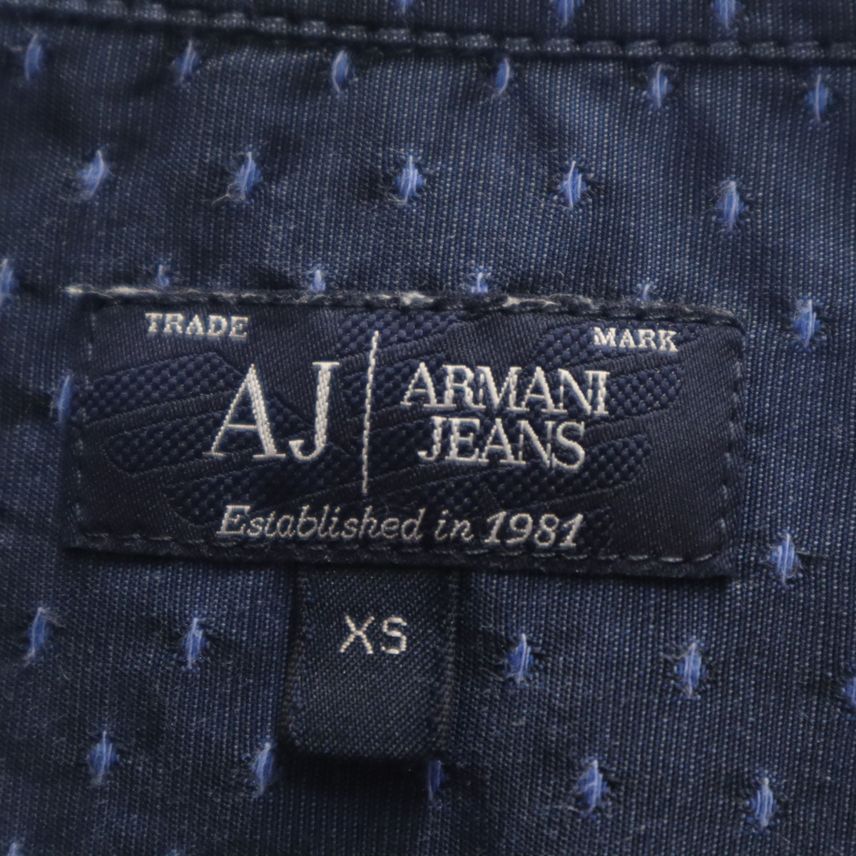 ARMANI JEANS アルマーニジーンズ 総柄 半袖 シャツ XS ネイビー メンズ