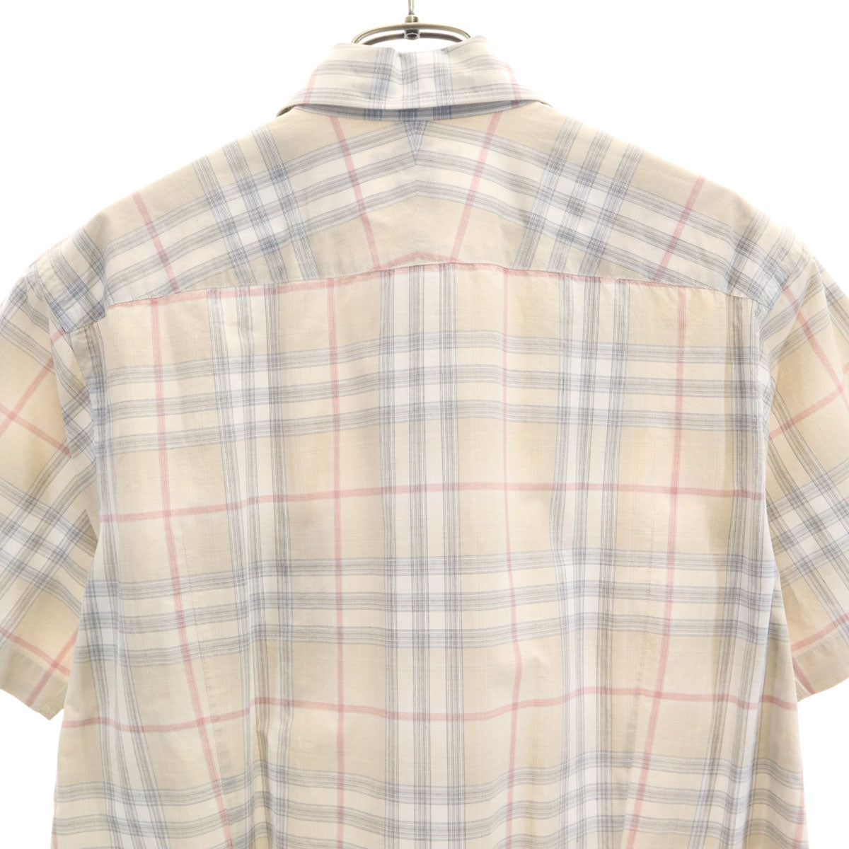 BURBERRY LONDON バーバリーロンドン 日本製 チェック柄 半袖 シャツ L ベージュ 三陽商会 メンズ
