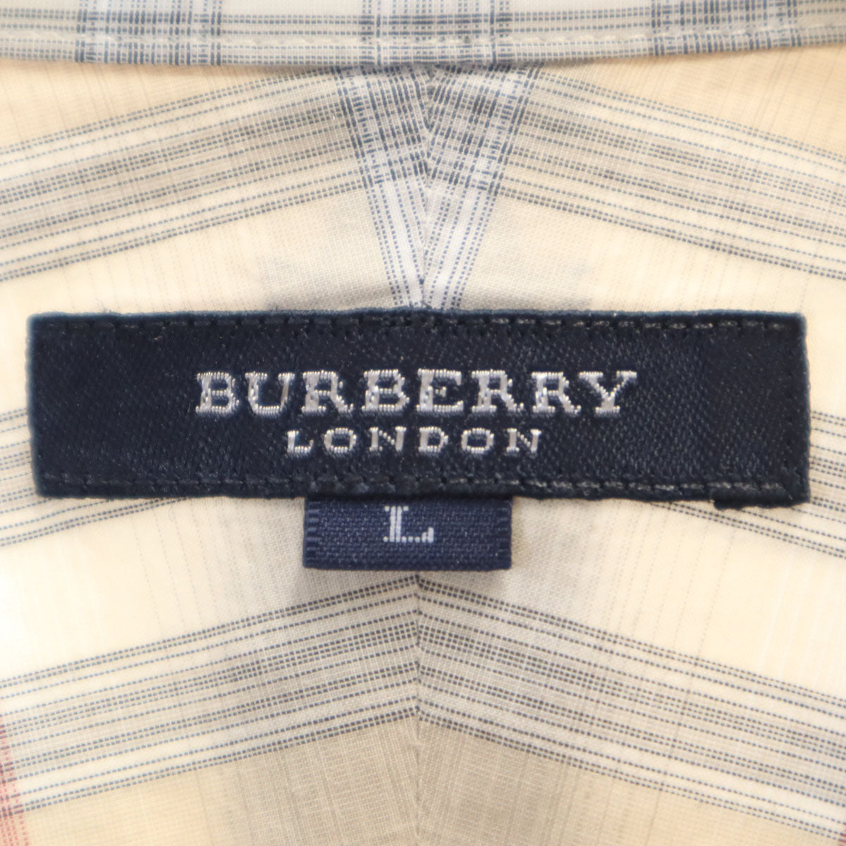 BURBERRY LONDON バーバリーロンドン 日本製 チェック柄 半袖 シャツ L ベージュ 三陽商会 メンズ