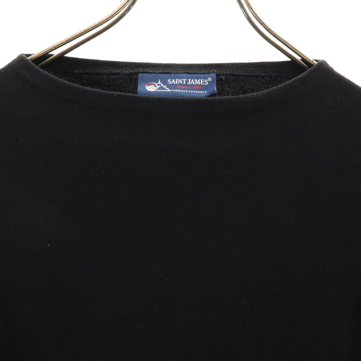SAINT JAMES セントジェームス フランス製 オールド 7分袖 ボートネック バスクシャツ XXS ブラック メンズ