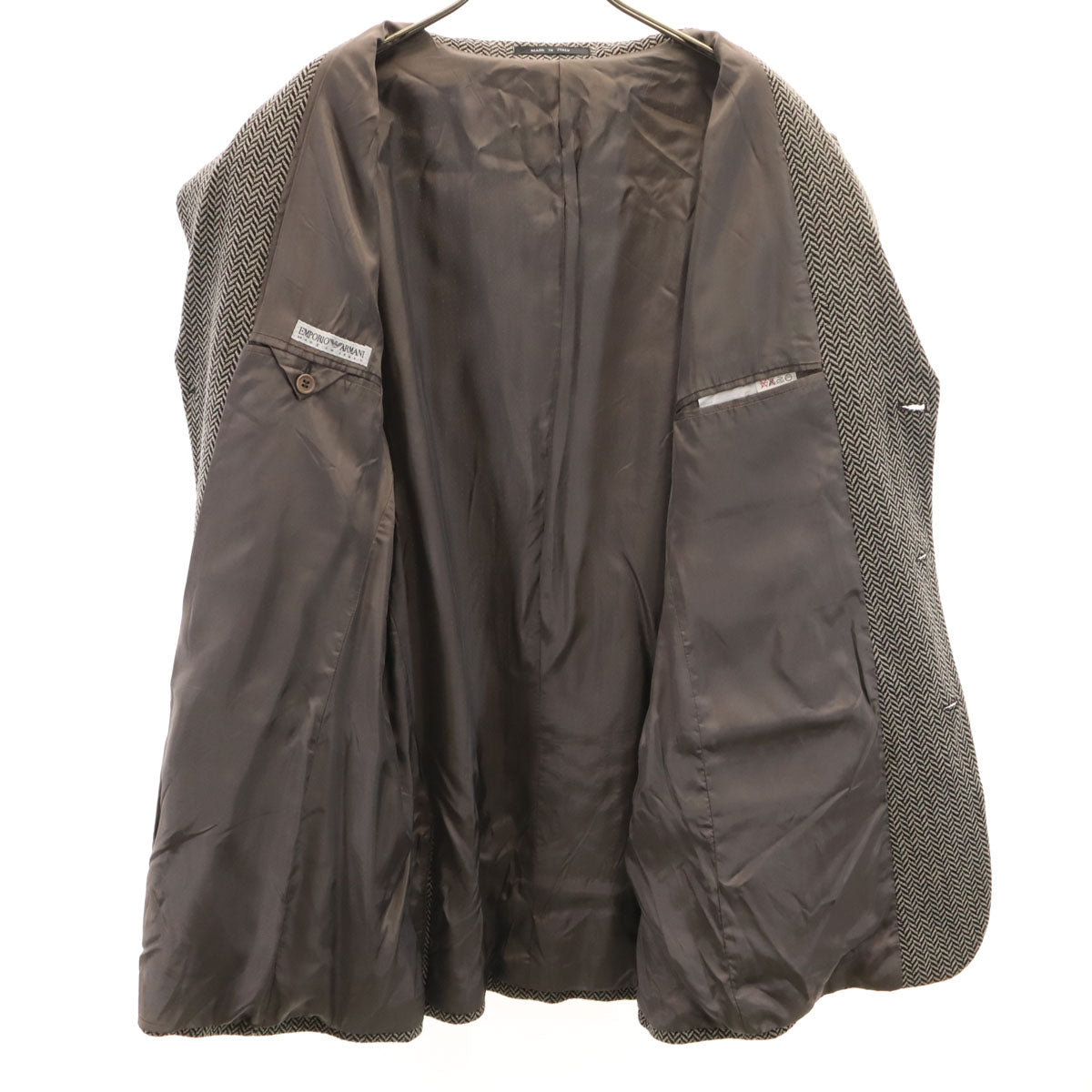 Emporio Armani エンポリオアルマーニ 90s イタリア製 オールド ヘリンボーン テーラードジャケット 50 グレージュ メンズ