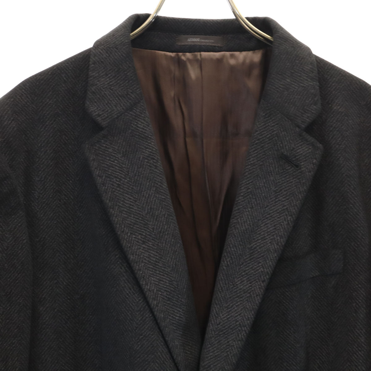 ARMANI COLLEZIONI アルマーニコレッツォーニ ヘリンボーン柄 テーラードジャケット 54 チャコールグレー メンズ