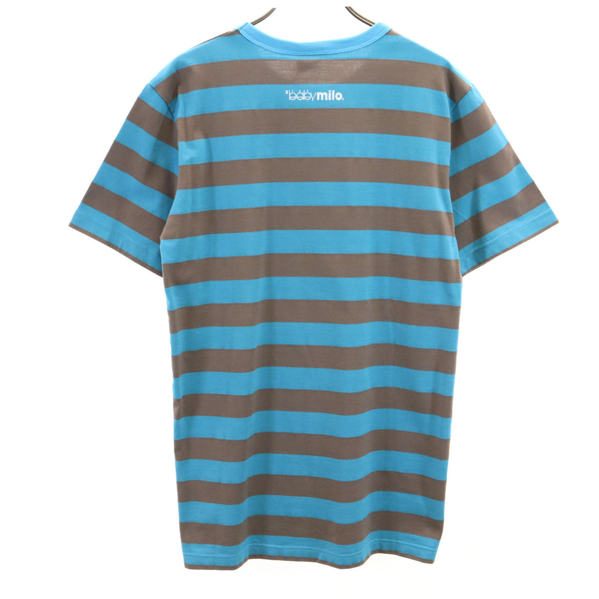 美品 A BATHING APE アベイシングエイプ 日本製 ボーダー柄 ベイビーマイロ 半袖 Tシャツ M 水色 メンズ