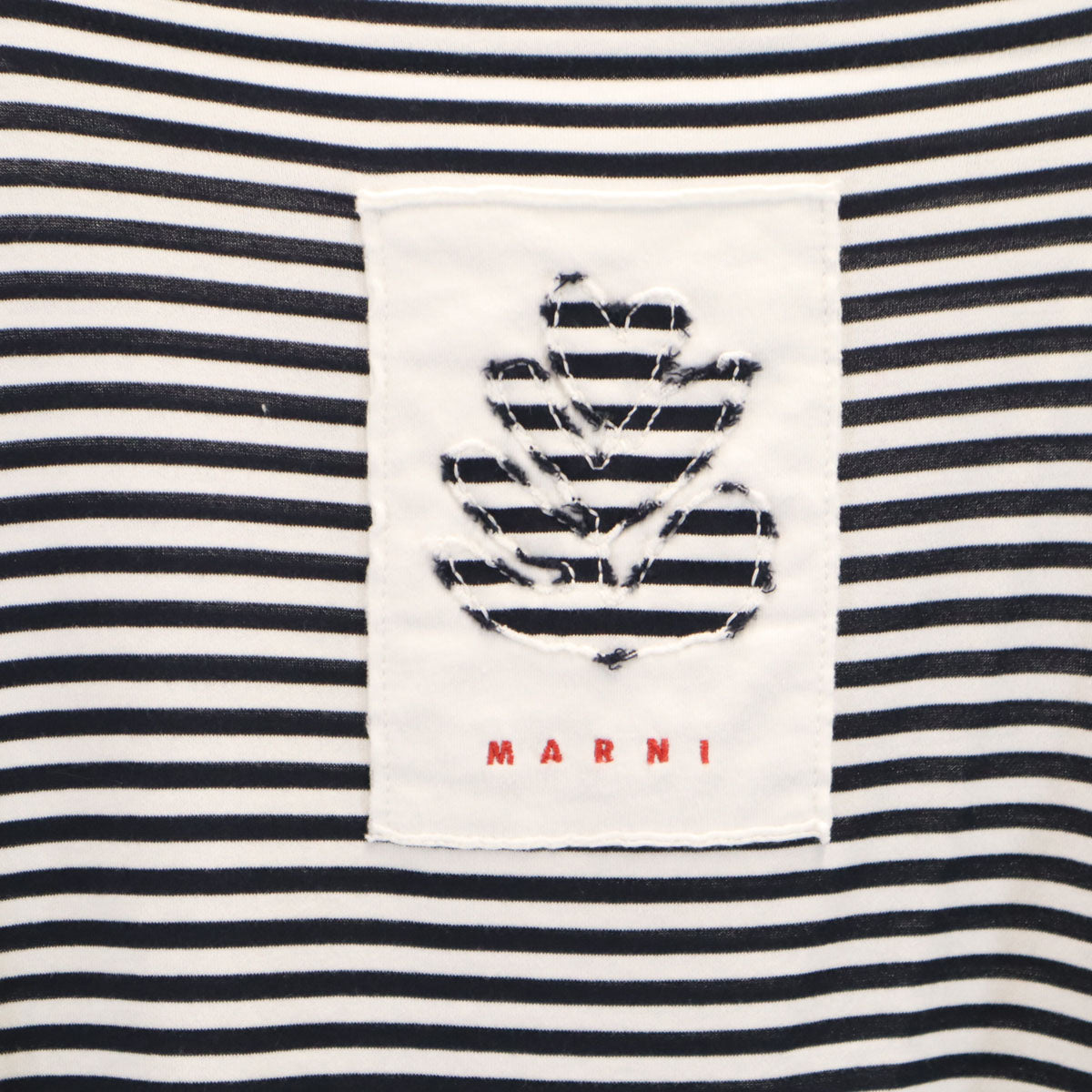 MARNI マルニ イタリア製 ボーダー柄 半袖 ボートネック カットソー 40 ホワイト トップス レディース