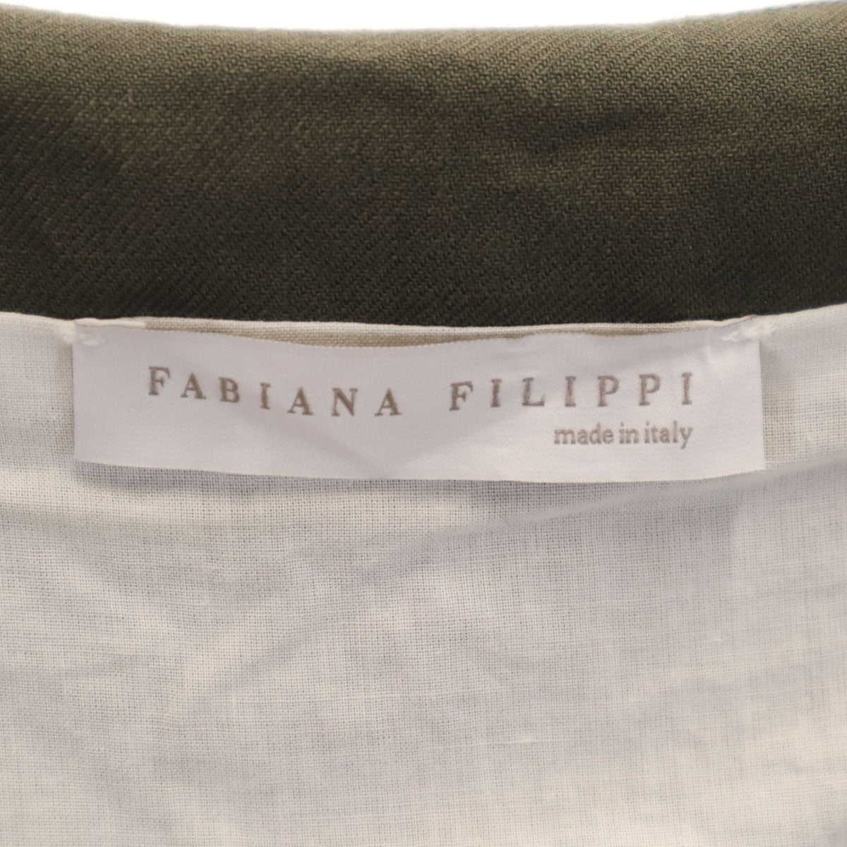 FABIANA FILIPPI ファビアナフィリッピ イタリア製 リネンブレンド ノースリーブ ワンピース L カーキ レディース