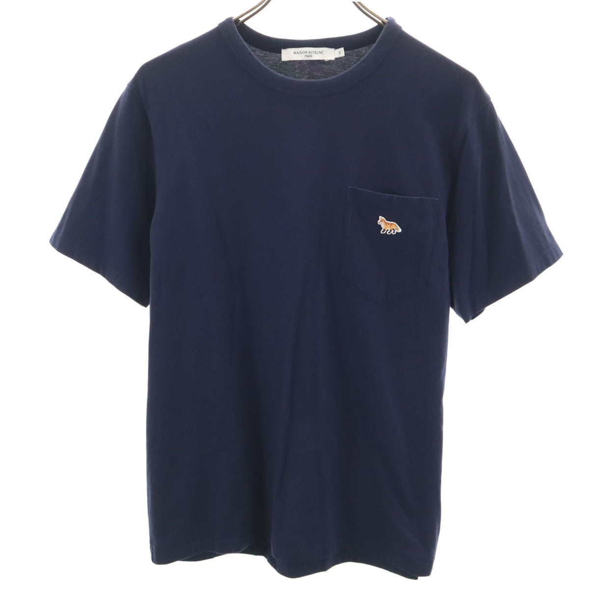 MAISON KITSUNE メゾンキツネ ポルトガル製 半袖 Tシャツ XS ネイビー ポケT メンズ