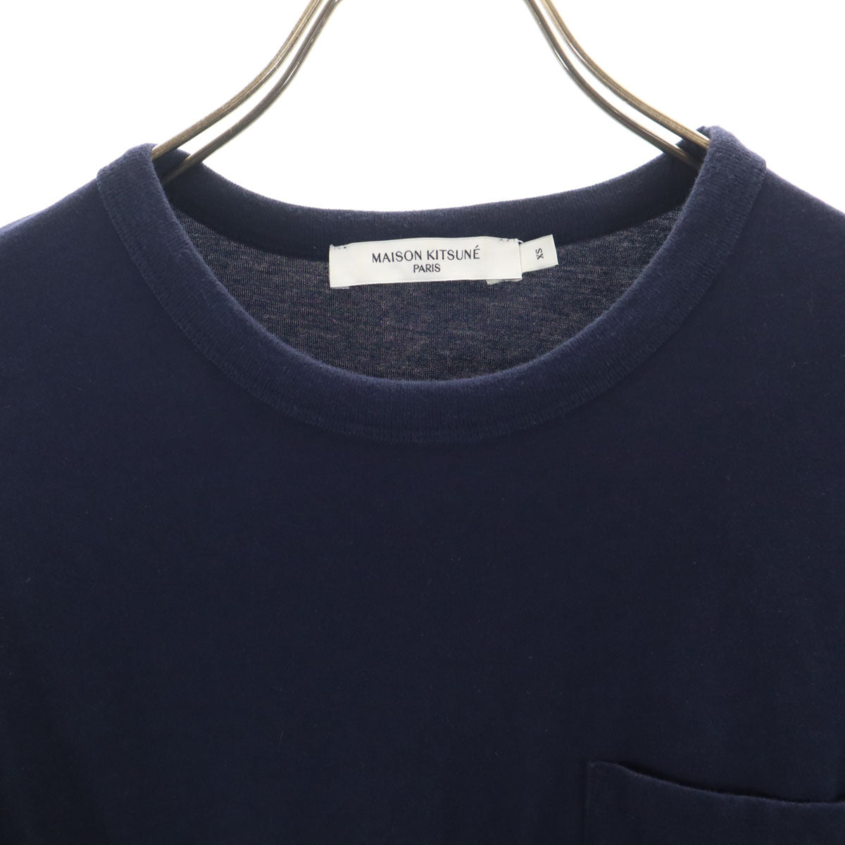 MAISON KITSUNE メゾンキツネ ポルトガル製 半袖 Tシャツ XS ネイビー ポケT メンズ