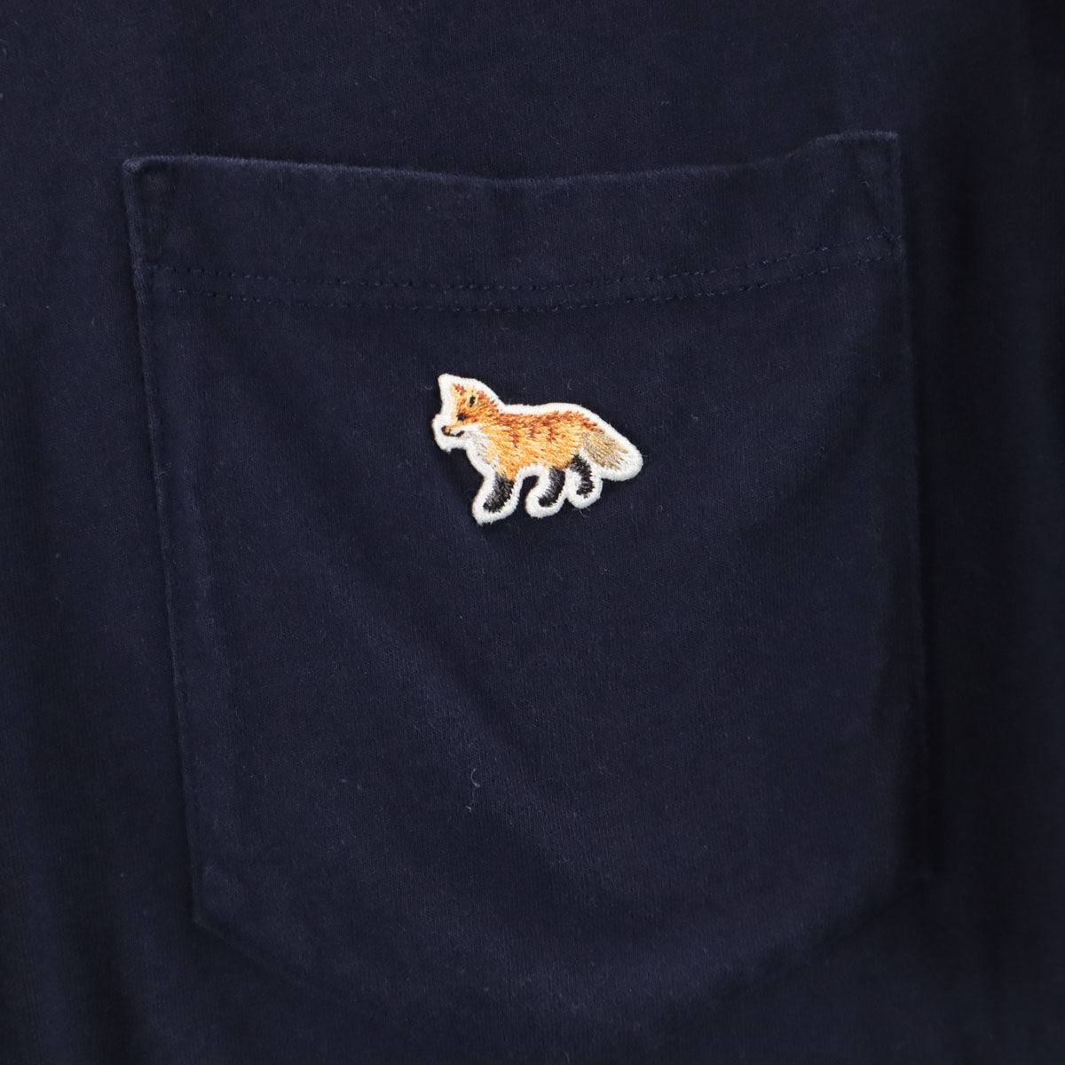 MAISON KITSUNE メゾンキツネ ポルトガル製 半袖 Tシャツ XS ネイビー ポケT メンズ