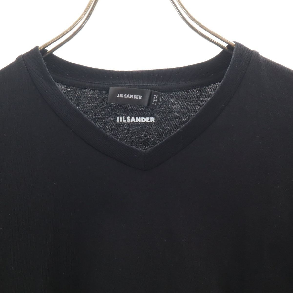 JIL SANDER ジルサンダー ギリシャ製 半袖 Vネック Tシャツ L ブラック 無地 メンズ