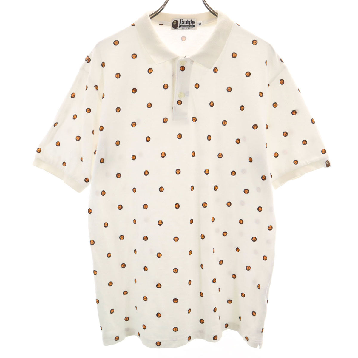 A BATHING APE アベイシングエイプ 日本製 ベイビーマイロ柄 半袖 ポロシャツ XL ホワイト メンズ
