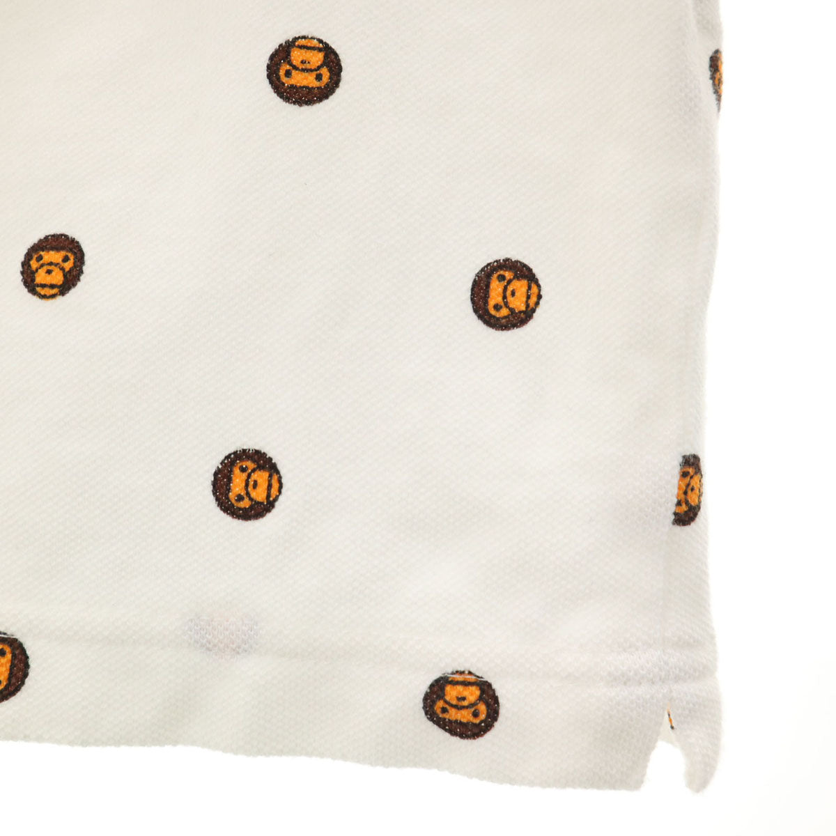 A BATHING APE アベイシングエイプ 日本製 ベイビーマイロ柄 半袖 ポロシャツ XL ホワイト メンズ