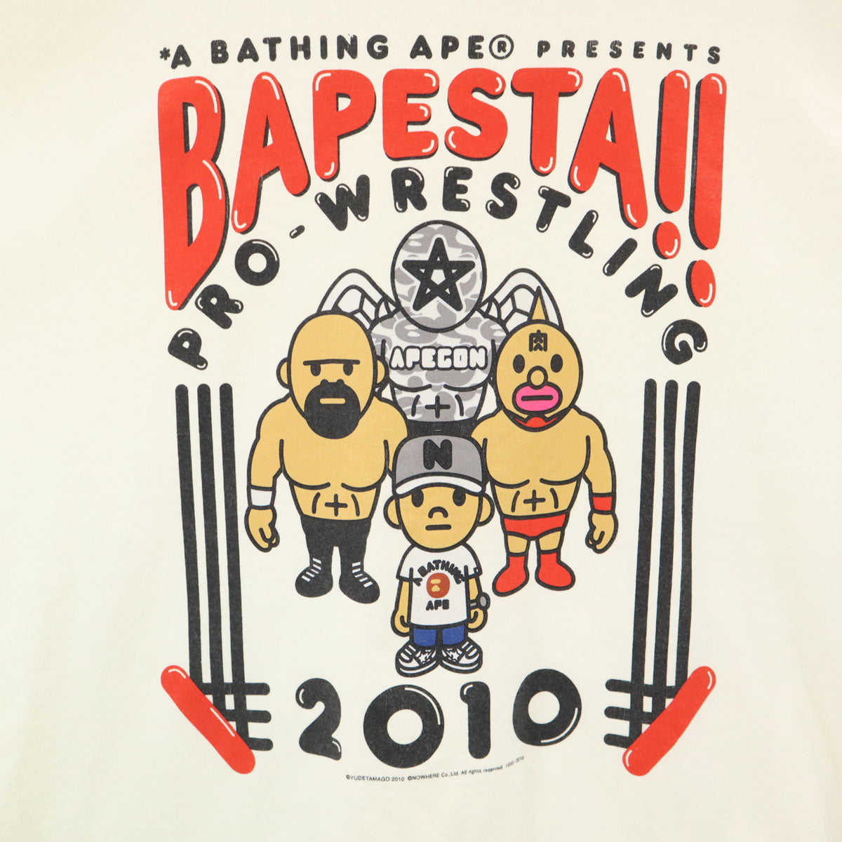 BAPE ベイプ キン肉マン コラボ 日本製 半袖 Tシャツ L ホワイト アベイシングエイプ メンズ