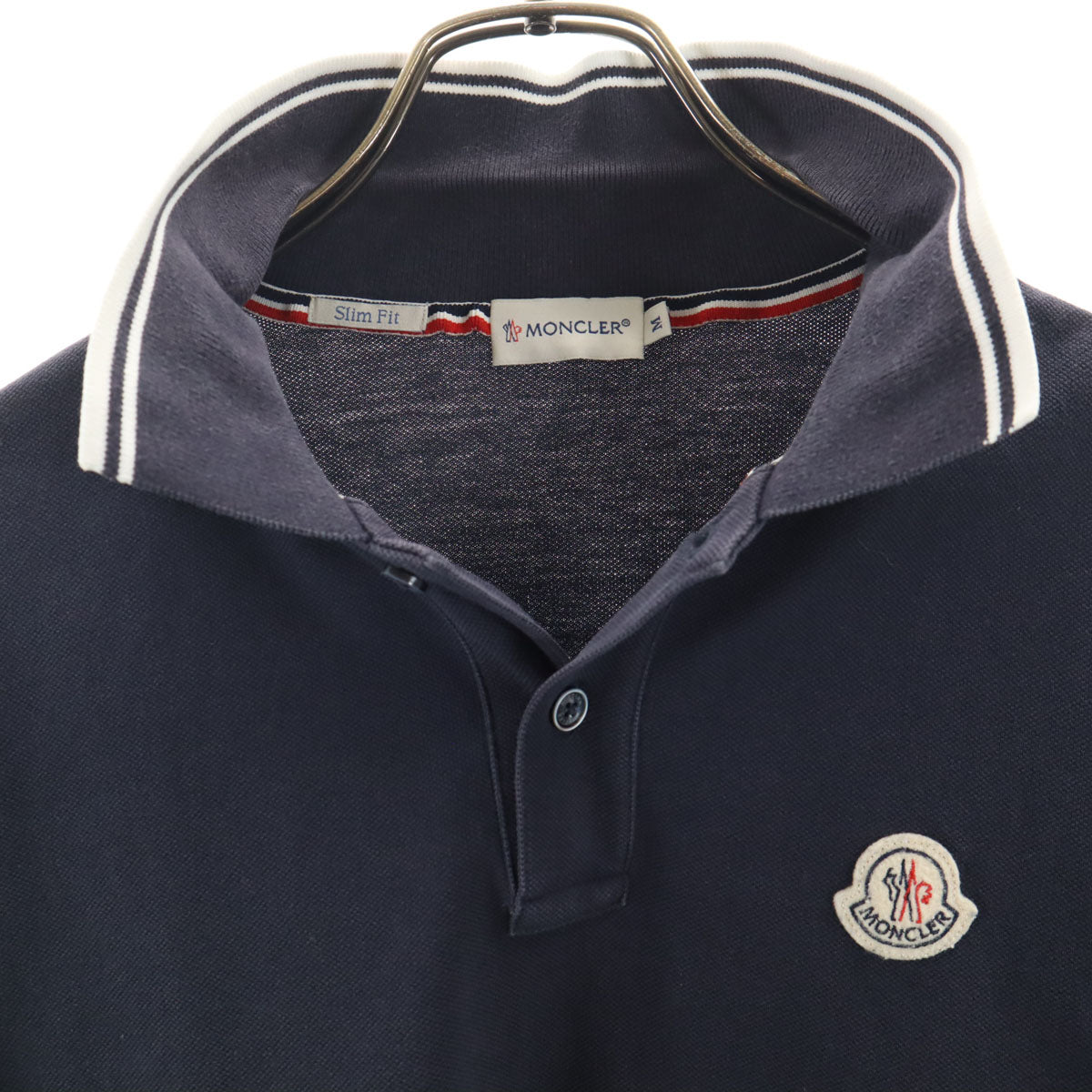 MONCLER モンクレール 半袖 ポロシャツ M ネイビー スリムフィット メンズ