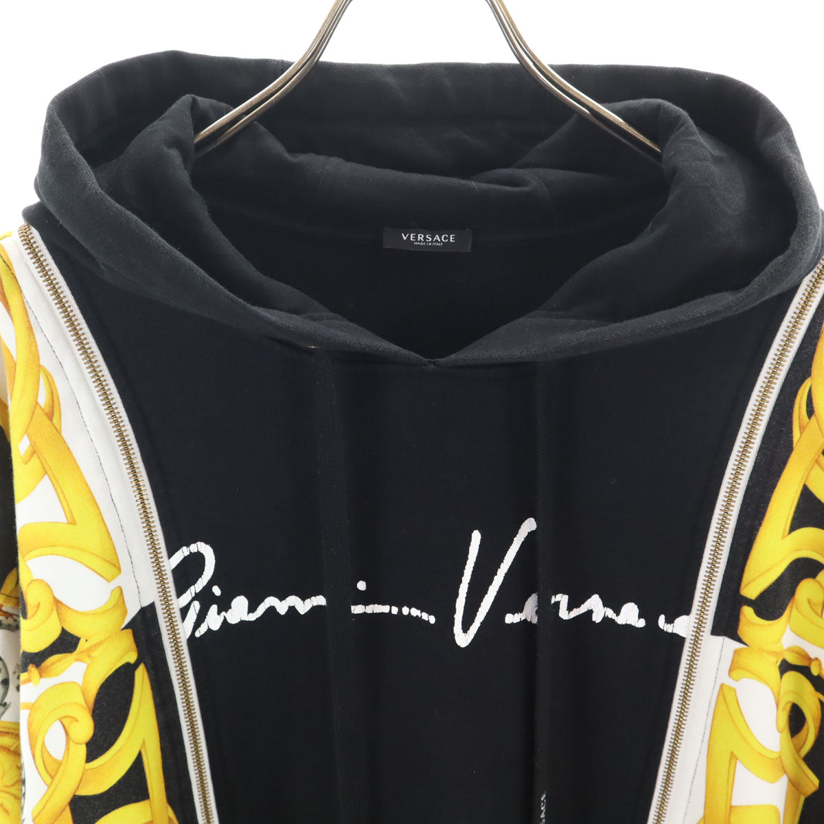 VERSACE ヴェルサーチ イタリア製 総柄 長袖 スウェットパーカー 36 ブラック レディース