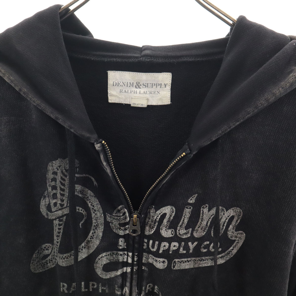 DENIM&SUPPLY RALPH LAUREN デニムアンドサプライラルフローレン 長袖 スウェット ジップパーカー L ブラック メンズ
