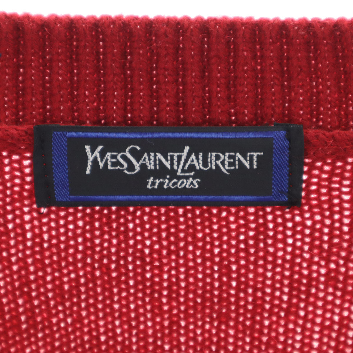 YVES SAINT LAURENT イヴサンローラン 90s オールド 長袖 Vネック ニットカーディガン L レッド メンズ