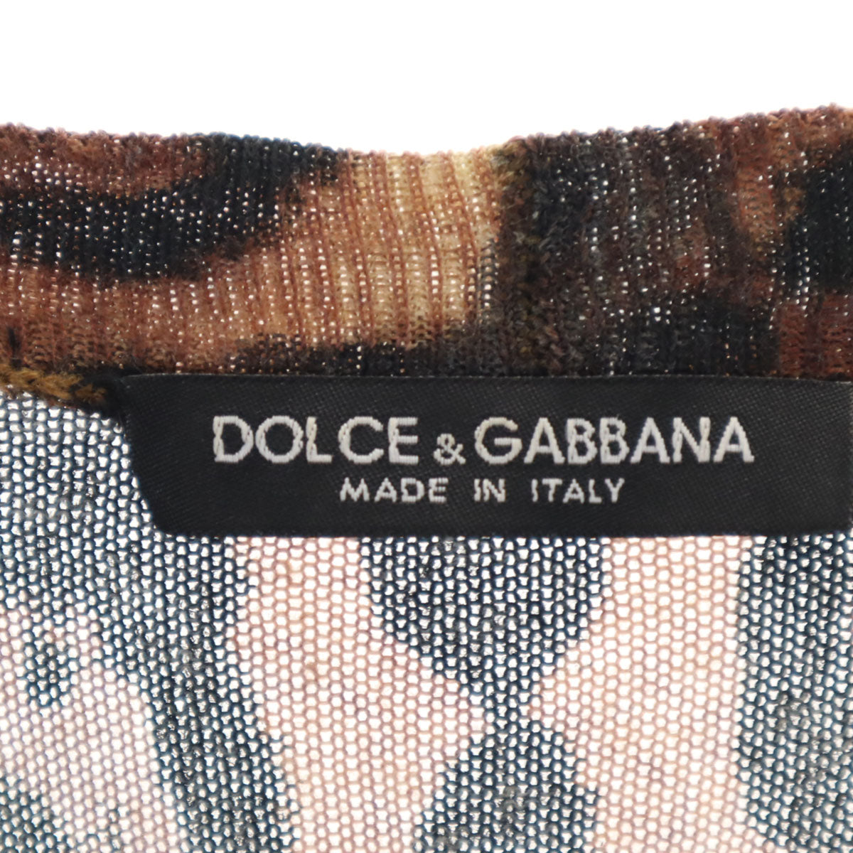 DOLCE&GABBANA ドルチェアンドガッバーナ イタリア製 レオパード 長袖 Vネック ニットカーディガン ブラウン ヒョウ柄 レディース