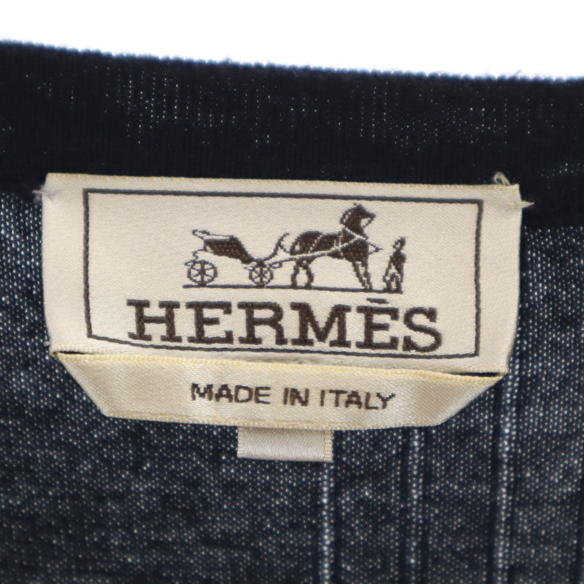 HERMES エルメス イタリア製 カシミヤブレンド 長袖 セーター L ネイビー ニット メンズ