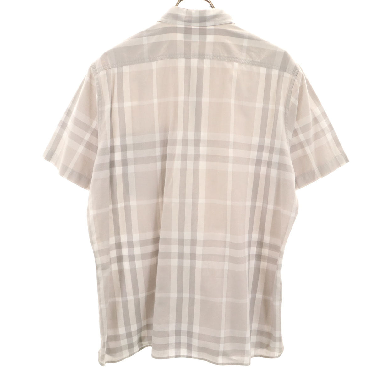 BURBERRY LONDON バーバリーロンドン 日本製 チェック柄 半袖 シャツ L グレー 三陽商会 メンズ