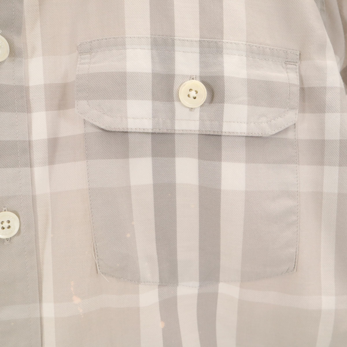 BURBERRY LONDON バーバリーロンドン 日本製 チェック柄 半袖 シャツ L グレー 三陽商会 メンズ