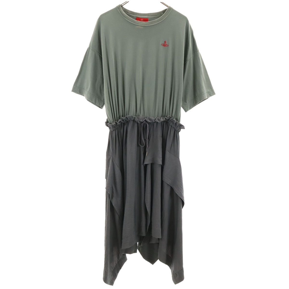 Vivienne Westwood RED LABEL ヴィヴィアンウエストウッドレッドレーベル 日本製 半袖 ロングワンピース 0 0 チャコールグレー レディース