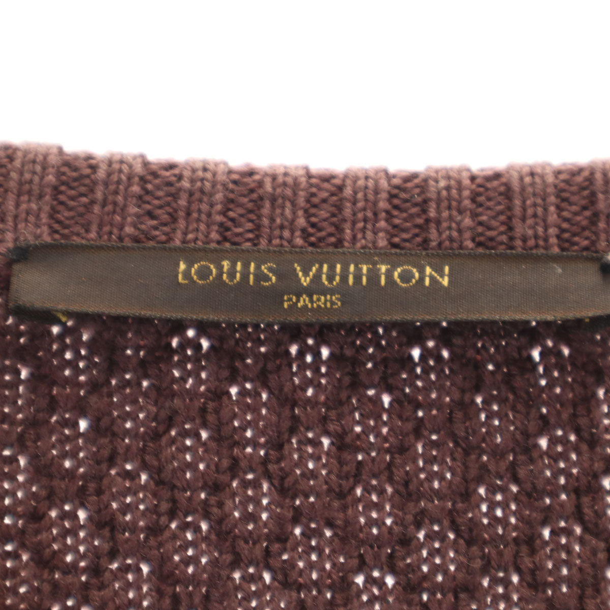 LOUIS VUITTON ルイヴィトン イタリア製 長袖 Vネック セーター L ブラウン ニット メンズ