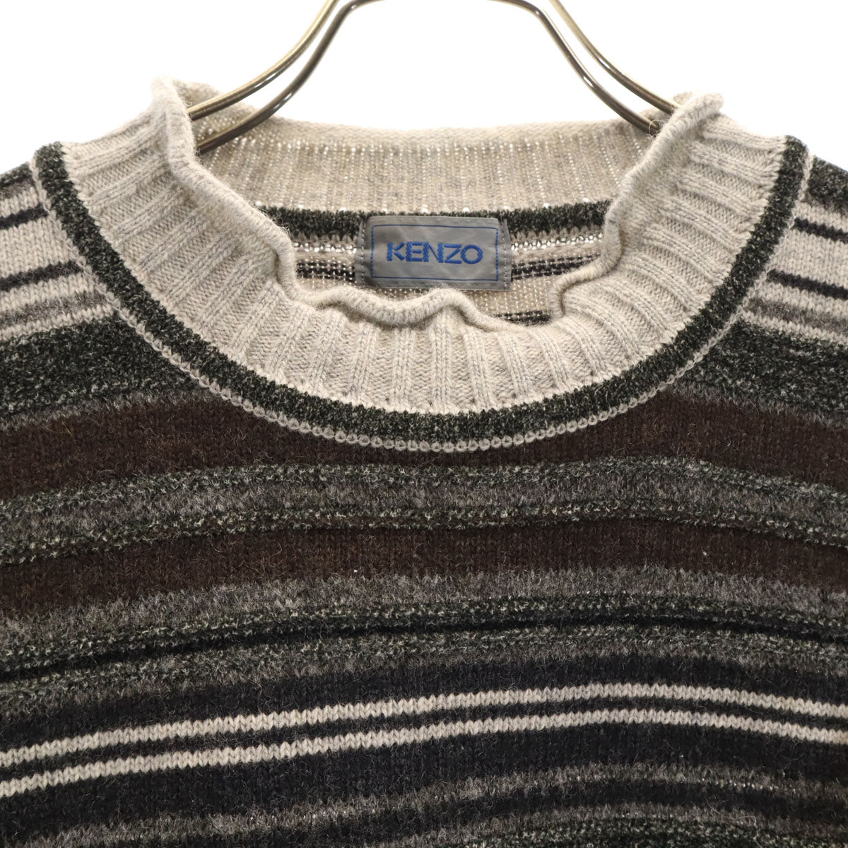 KENZO ケンゾー 90s オールド ボーダー柄 長袖 セーター F チャコールグレー ニット レディース