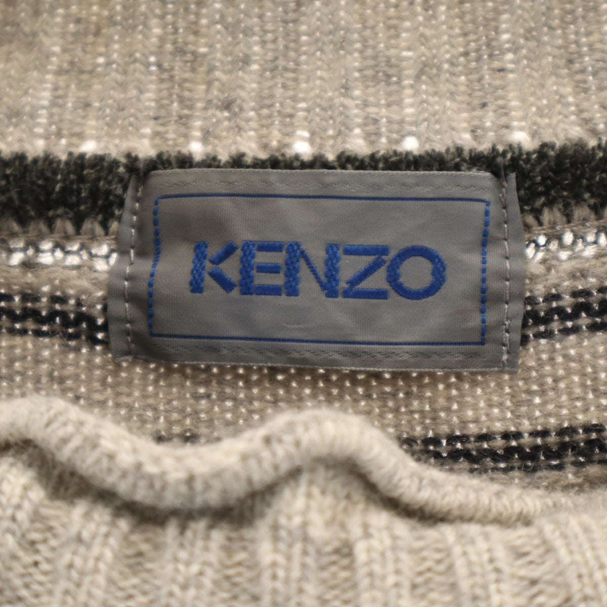 KENZO ケンゾー 90s オールド ボーダー柄 長袖 セーター F チャコールグレー ニット レディース