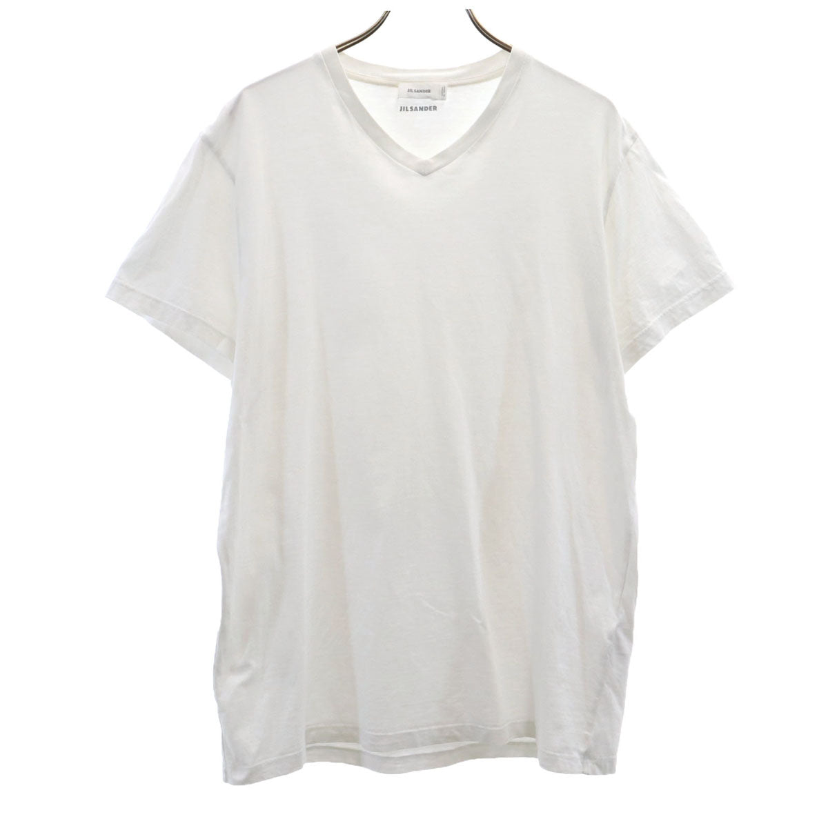 JIL SANDER ジルサンダー ギリシャ製 半袖 Vネック Tシャツ XL ホワイト 無地 レディース