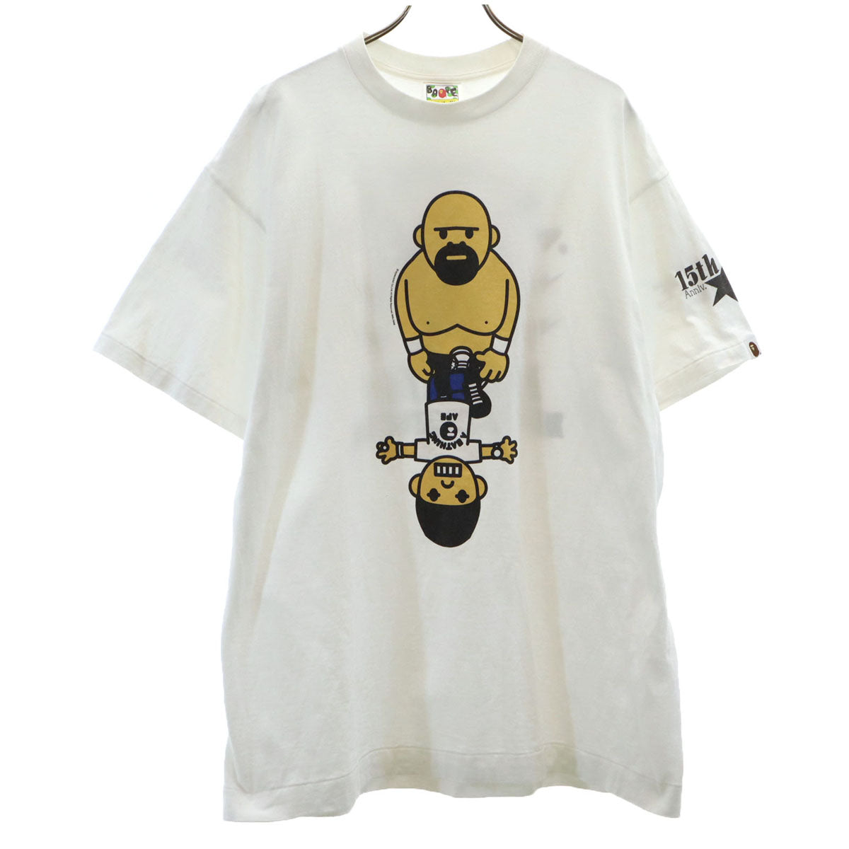 BAPE ベイプ 15周年記念 全日本プロレス 武藤敬司 コラボ 日本製 半袖 Tシャツ XL ホワイト アベイシングエイプ メンズ