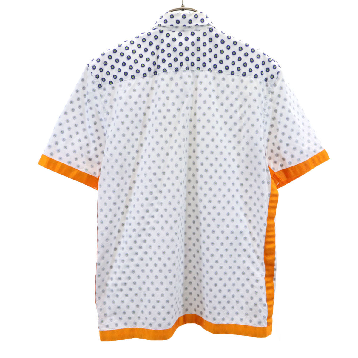 RAF SIMONS ラフシモンズ FRED PERRY フレッドペリー コラボ 総柄 半袖 シャツ 38 ホワイト リバースプリント メンズ