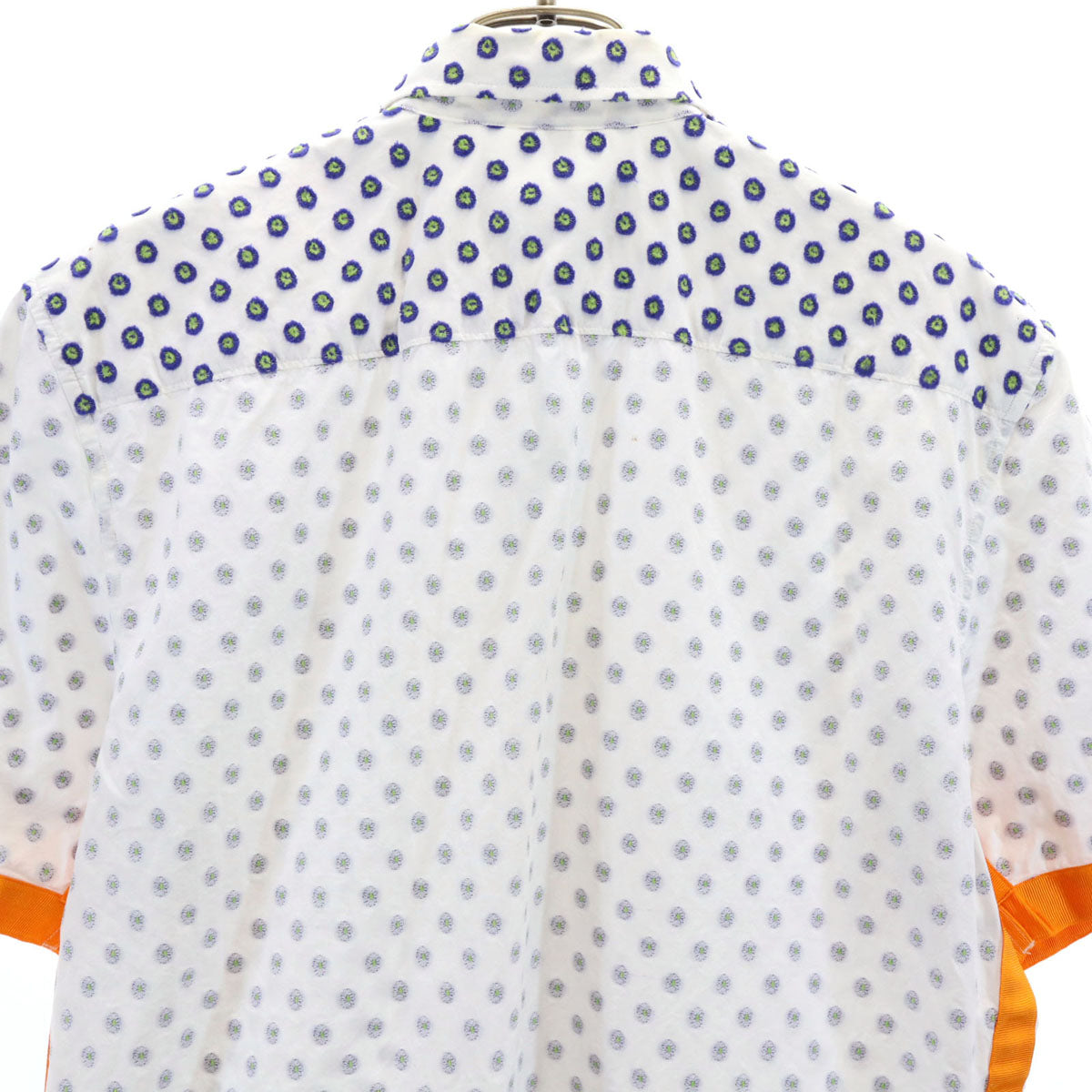 RAF SIMONS ラフシモンズ FRED PERRY フレッドペリー コラボ 総柄 半袖 シャツ 38 ホワイト リバースプリント メンズ