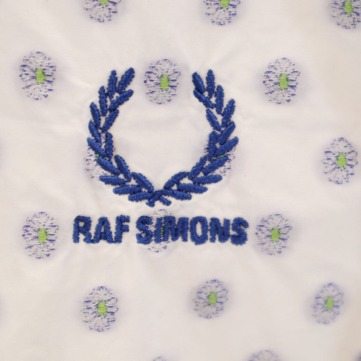 RAF SIMONS ラフシモンズ FRED PERRY フレッドペリー コラボ 総柄 半袖 シャツ 38 ホワイト リバースプリント メンズ