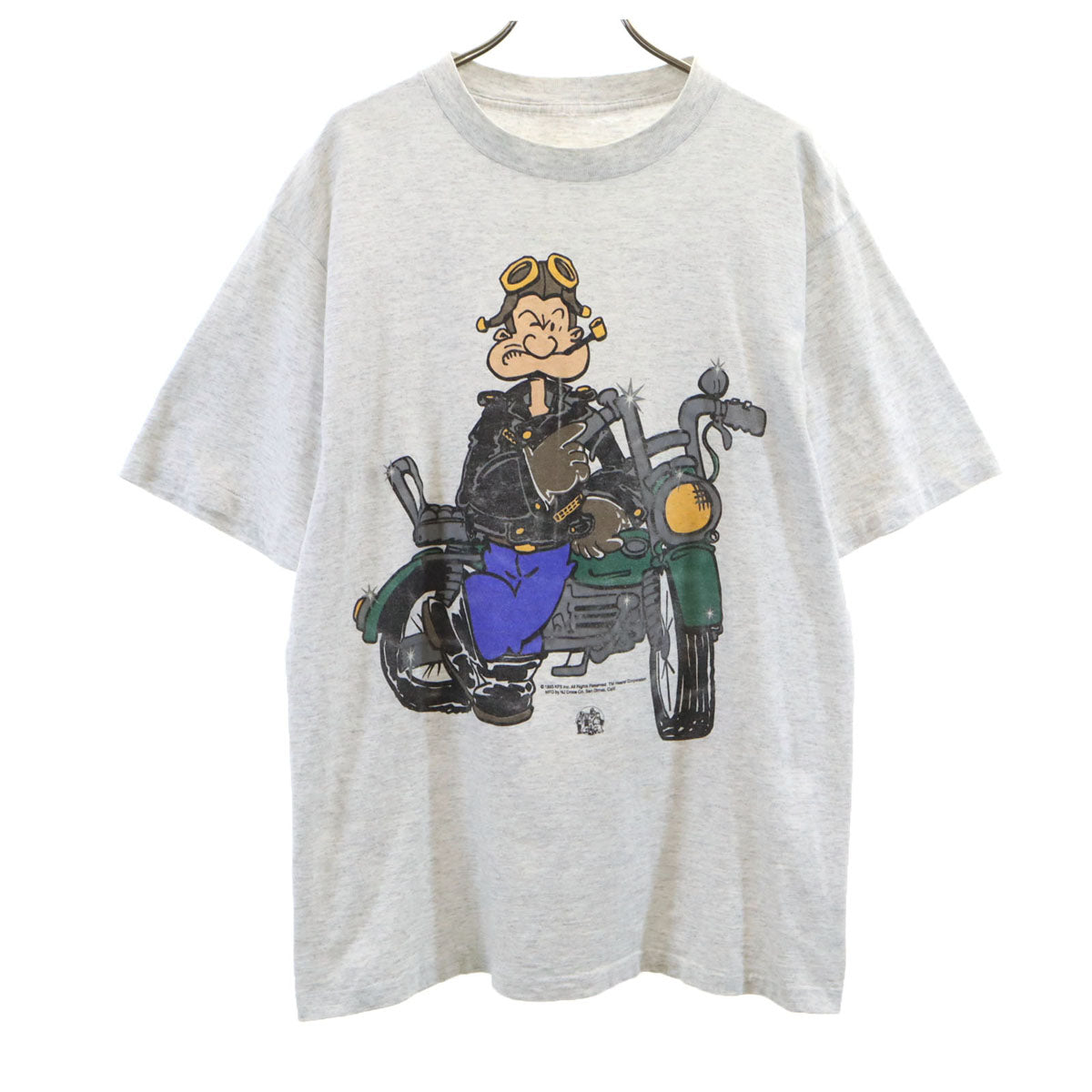 90s オールド ポパイ 半袖 Tシャツ グレー POPEYE シングルステッチ メンズ
