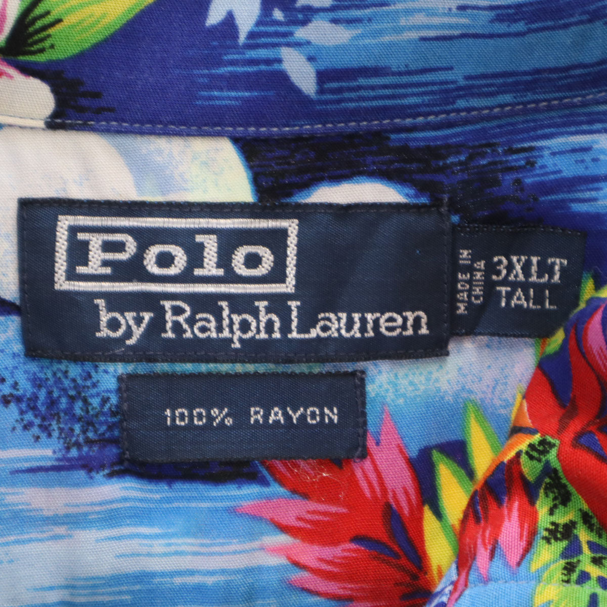 Polo by Ralph Lauren ポロバイラルフローレン ハイビスカス柄 半袖 アロハシャツ 3XLT ブルー ビッグサイズ メンズ