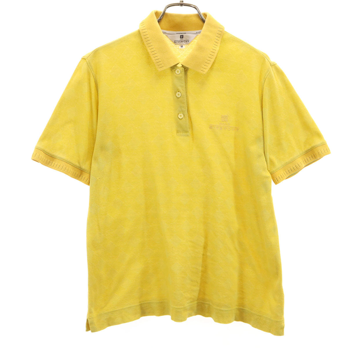 GIVENCHY ジバンシィ 90s 日本製 オールド 総柄 ゴルフ 半袖 ポロシャツ M マスタード レディース