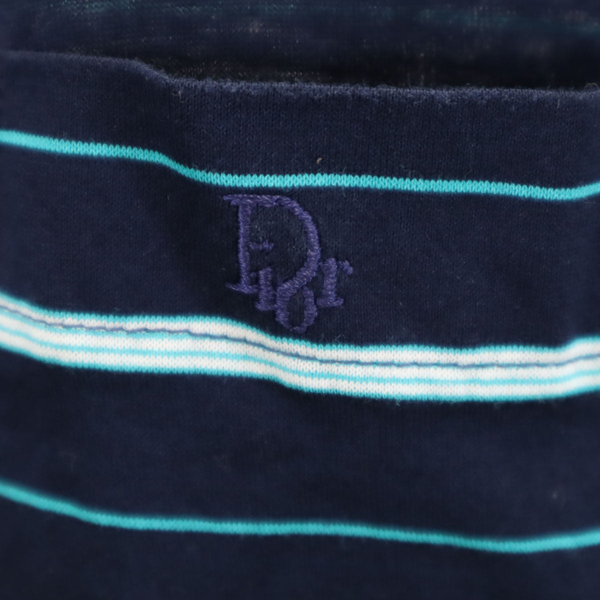 Christian Dior MONSIEUR クリスチャンディオール ムッシュ 80s イタリア製 オールド ボーダー柄 半袖 ポロシャツ L ネイビー メンズ