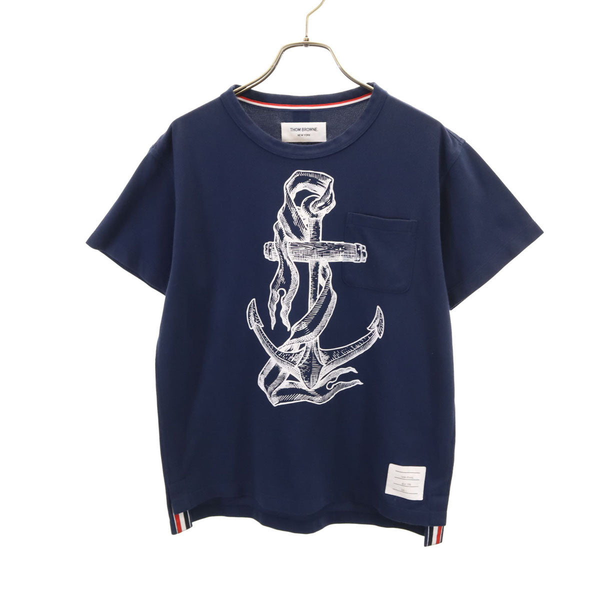 THOM BROWNE トムブラウン 日本製 半袖 Tシャツ L ネイビー メンズ